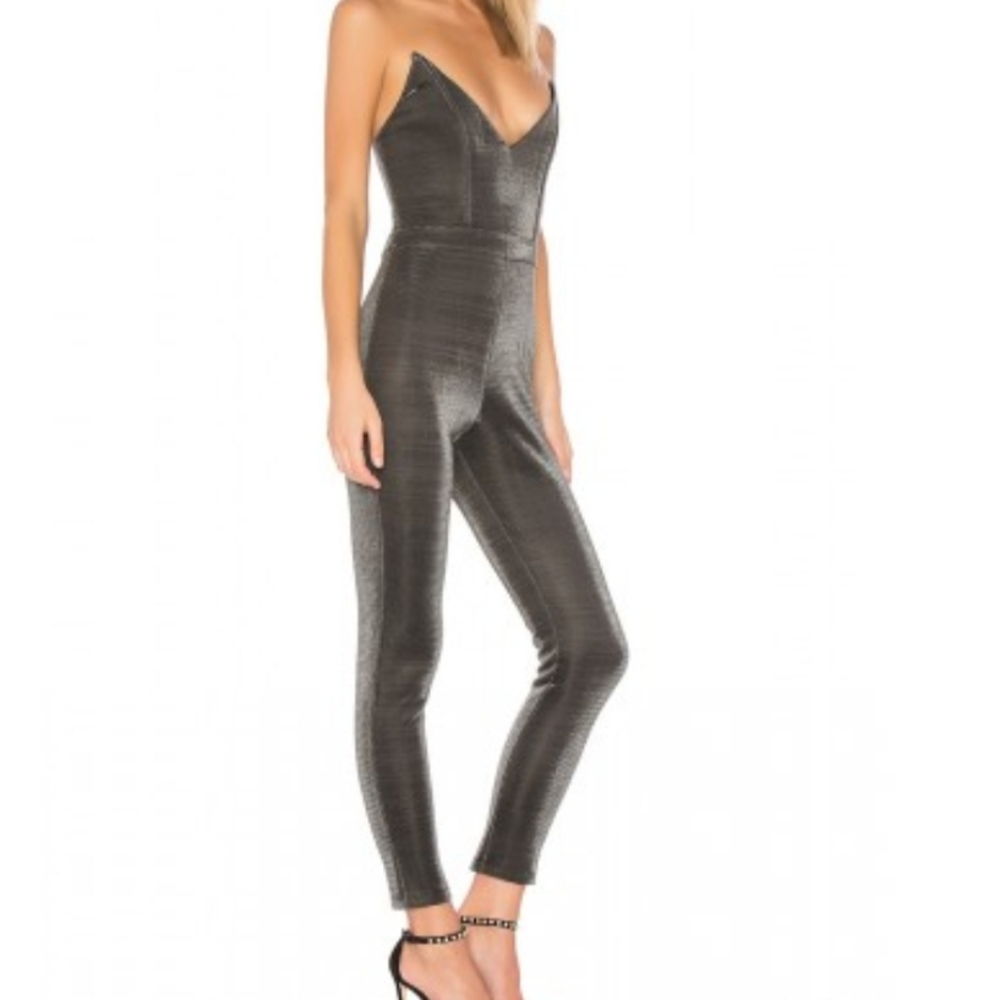 NBD Revolve Get it Up Silver Jumpsuit